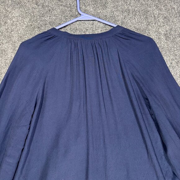 J Crew Blouse Womens Small  Long Sleeve Drapey Popover Blue Elastic Cuffs Top - Picture 8 of 8